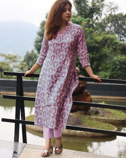 Heavy Cotton Designer Kurti & Pant Set – Festive Wear