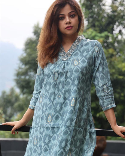 Heavy Cotton Designer Kurti & Pant Set – Festive Wear