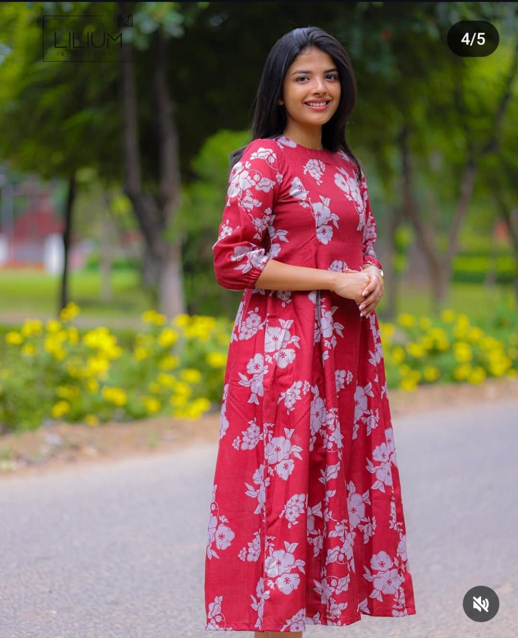 Stylish Printed Midi Dress with Puff Sleeves – Chic & Comfortable