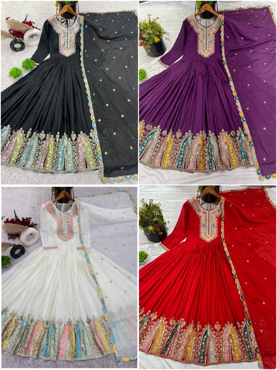 New Launch: Heavy Designer Party Wear Gown with Embroidered Dupatta