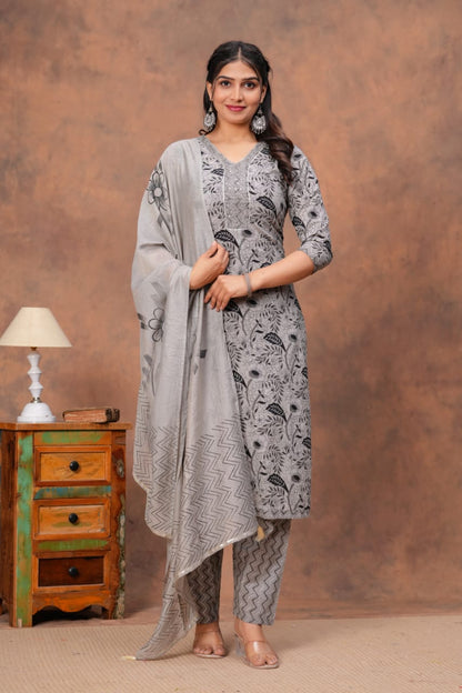 Handcrafted Cotton Kurti Set with Ajrakh Print