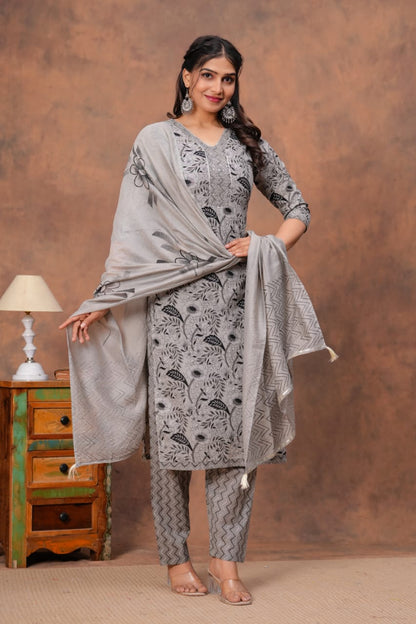 Handcrafted Cotton Kurti Set with Ajrakh Print