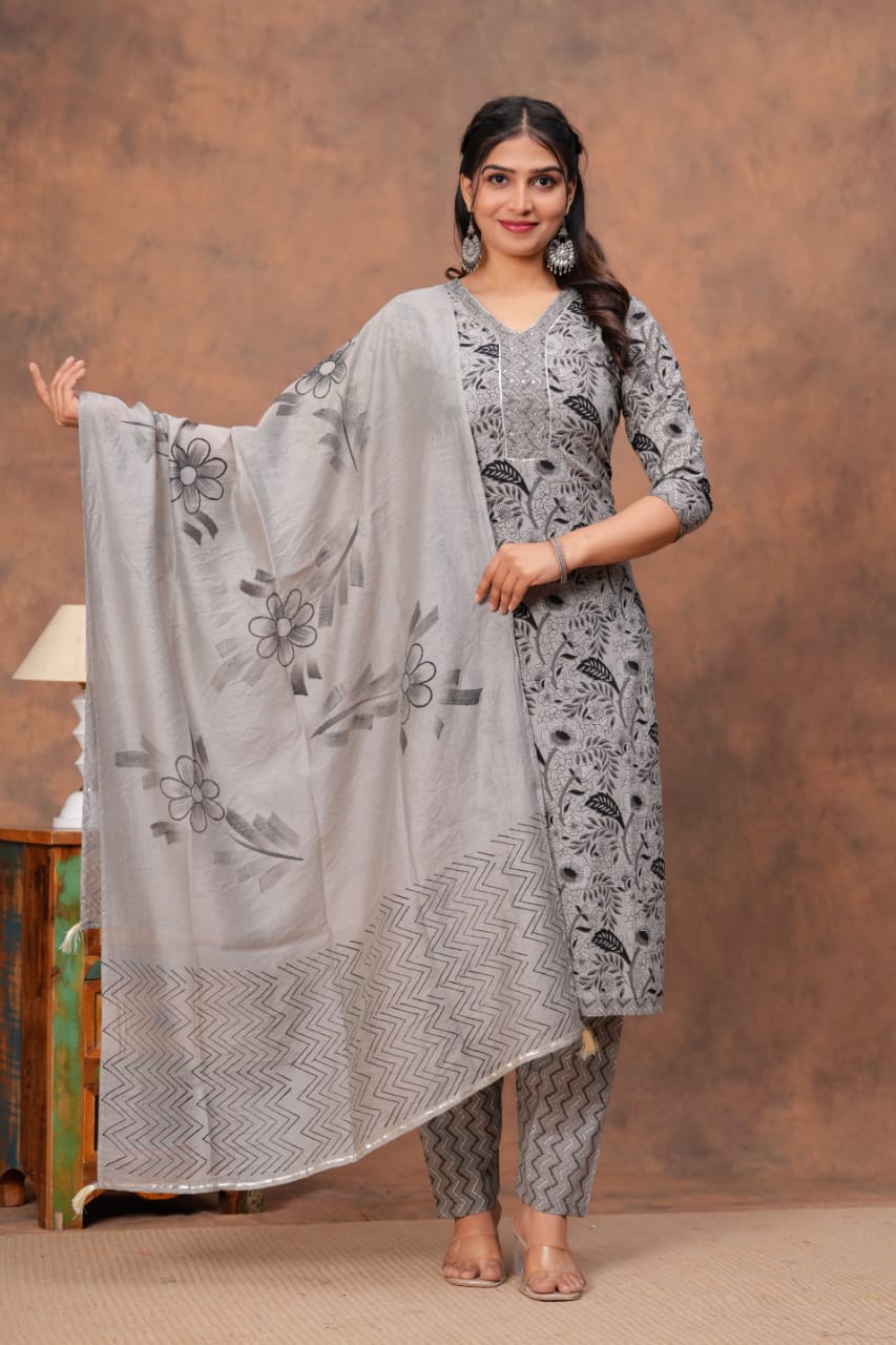 Handcrafted Cotton Kurti Set with Ajrakh Print