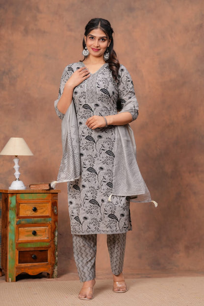 Handcrafted Cotton Kurti Set with Ajrakh Print