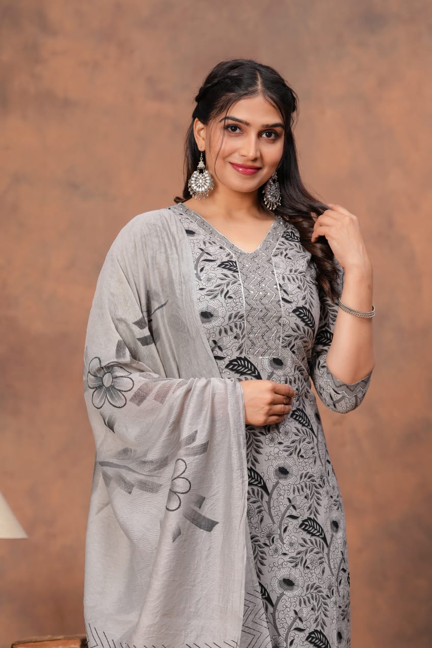 Handcrafted Cotton Kurti Set with Ajrakh Print