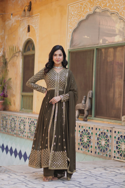 Premium Embroidered Georgette Kurti Set with Dupatta